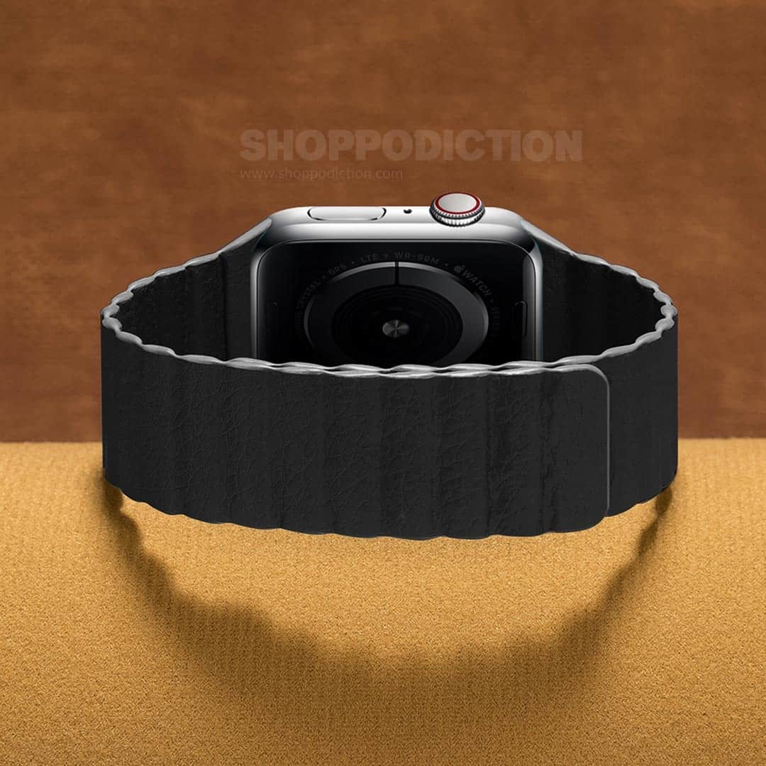 44mm black best sale leather loop