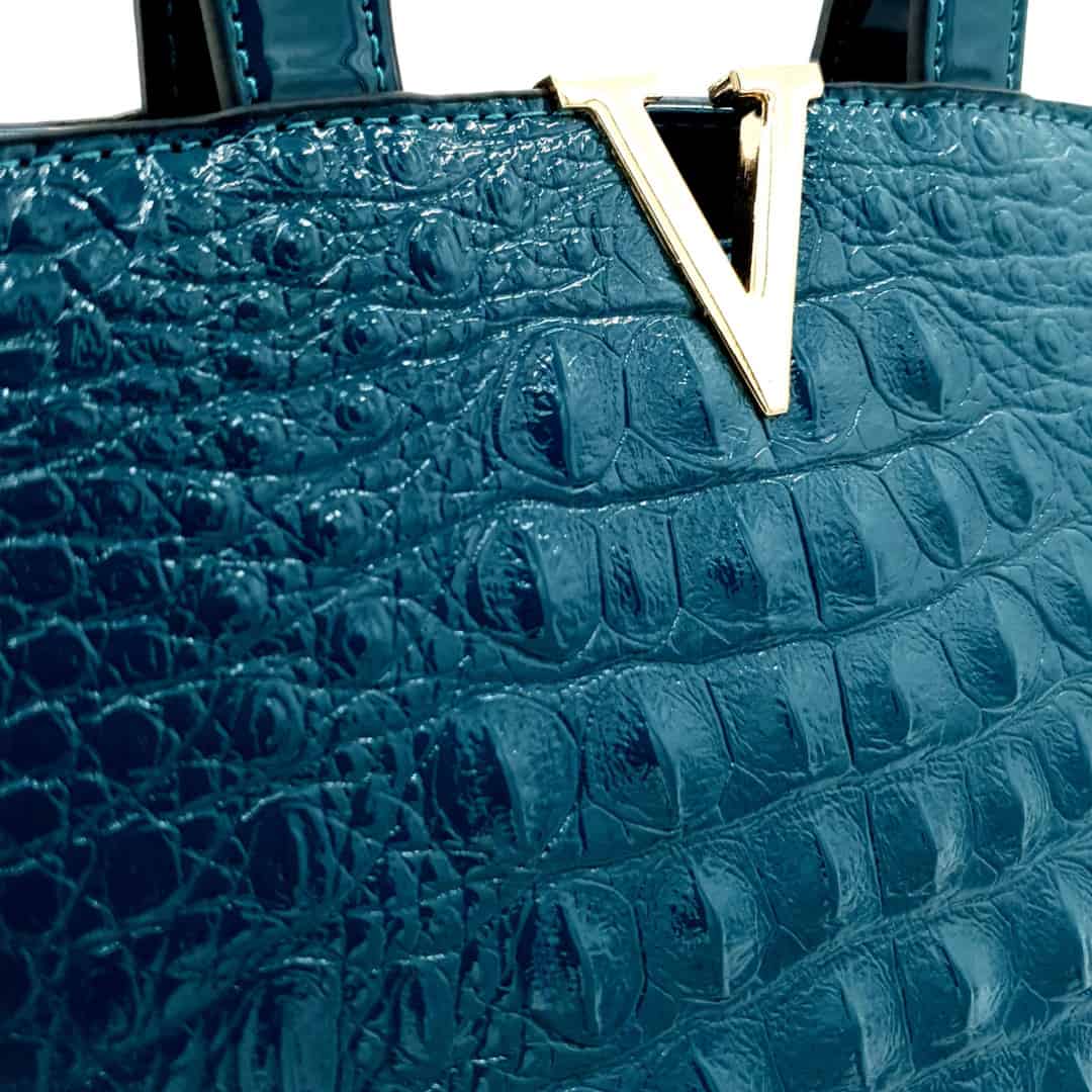 Vertical wallet in genuine blue Crocodile | Barròco Italia