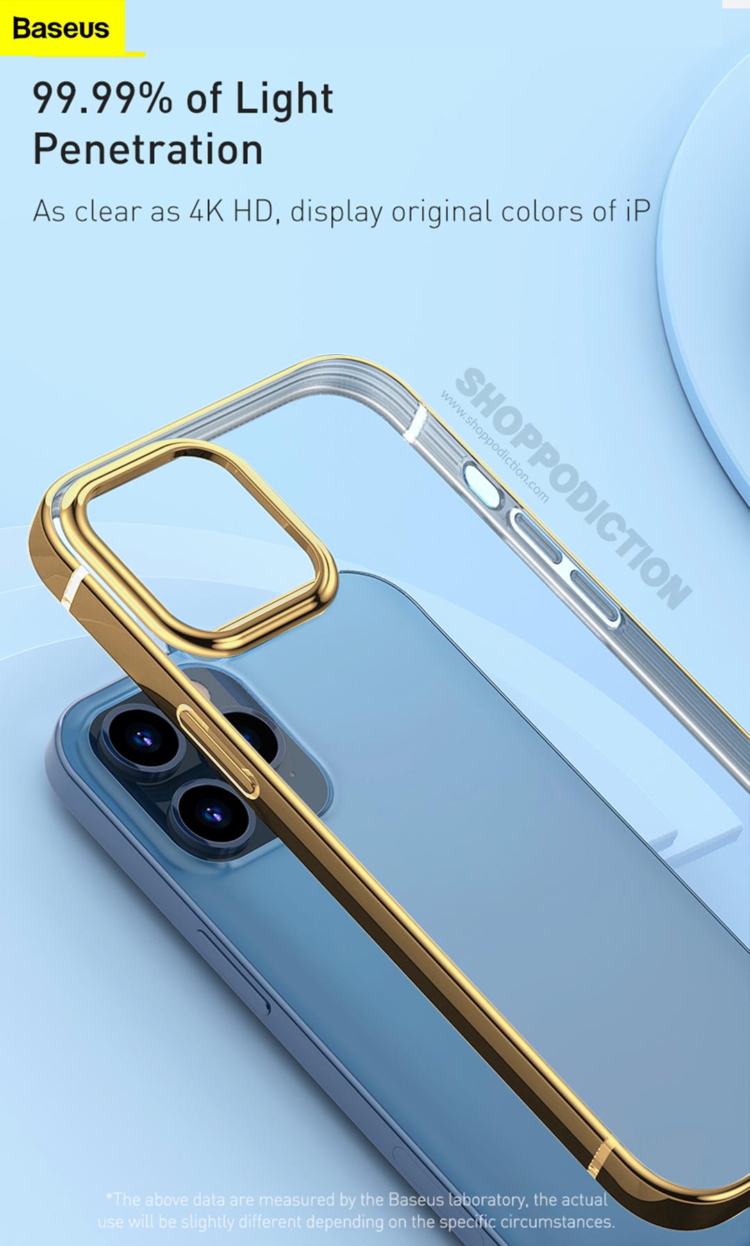 Baseus®️ Premium Golden Bumper with Transparent Case