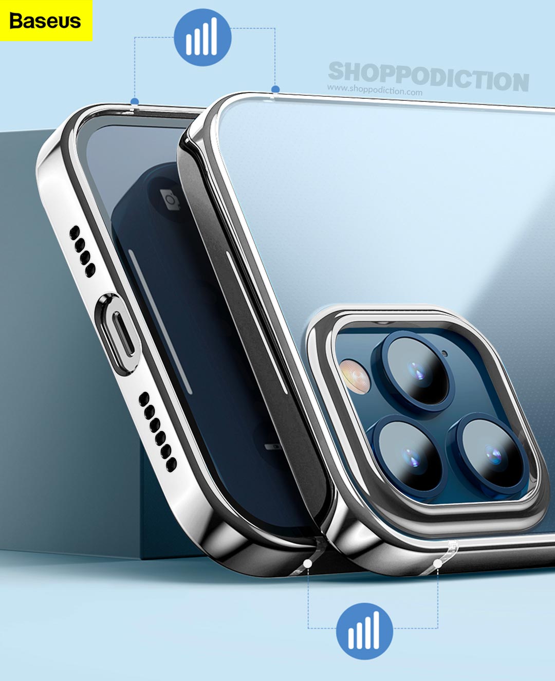 Baseus®️ Premium Silver Bumper Transparent Case