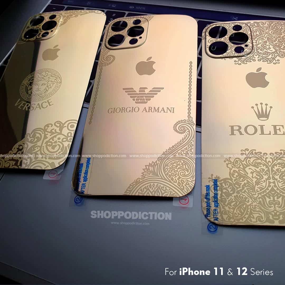 Muchi Skin 24kt LV Design Gold Back Skin for iPhone 12, 11, X, 8 and 7