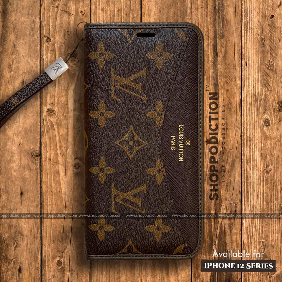 lv wallet case brown leather iphone 12