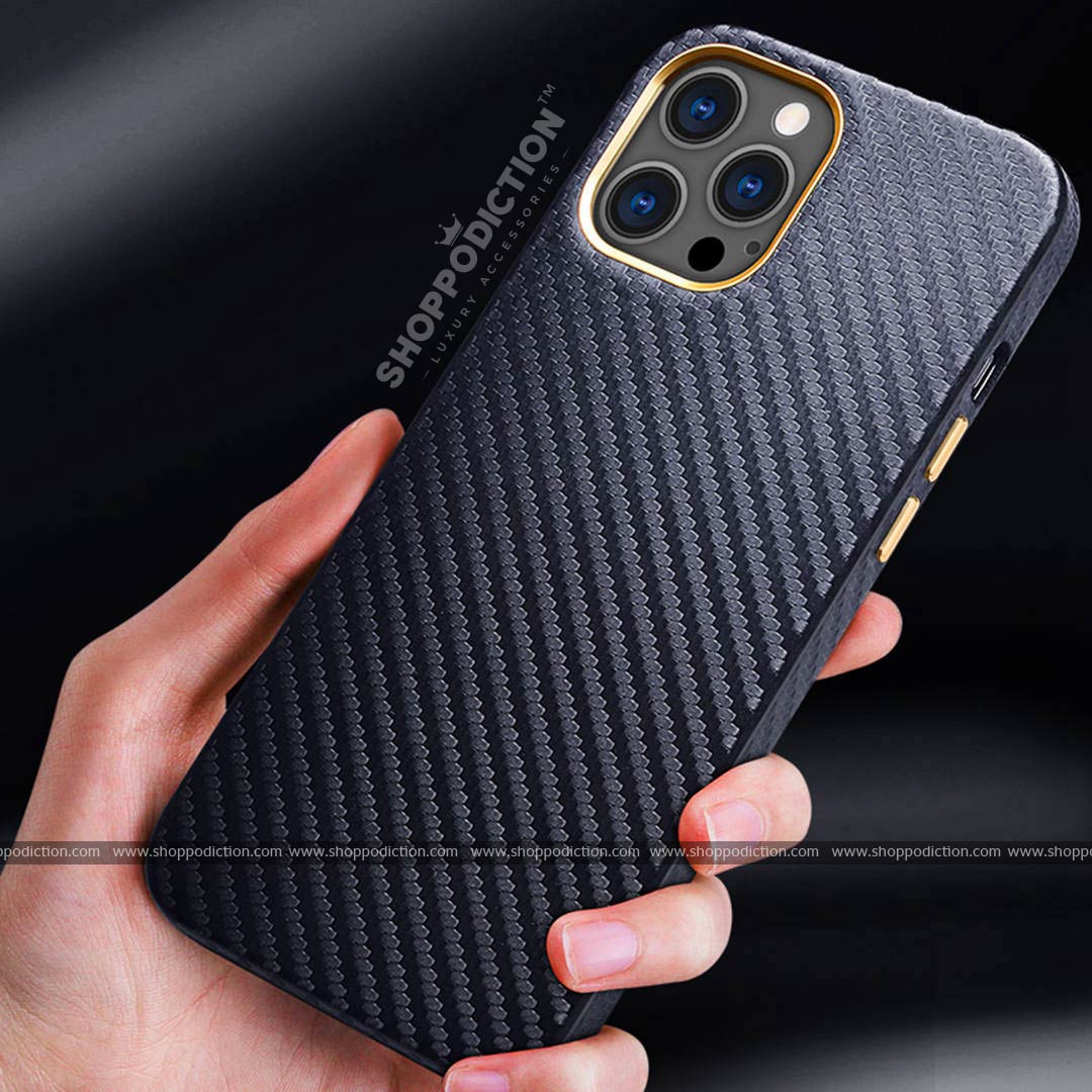 Luxury Handmade Carbon Fiber with Gold Plating Case