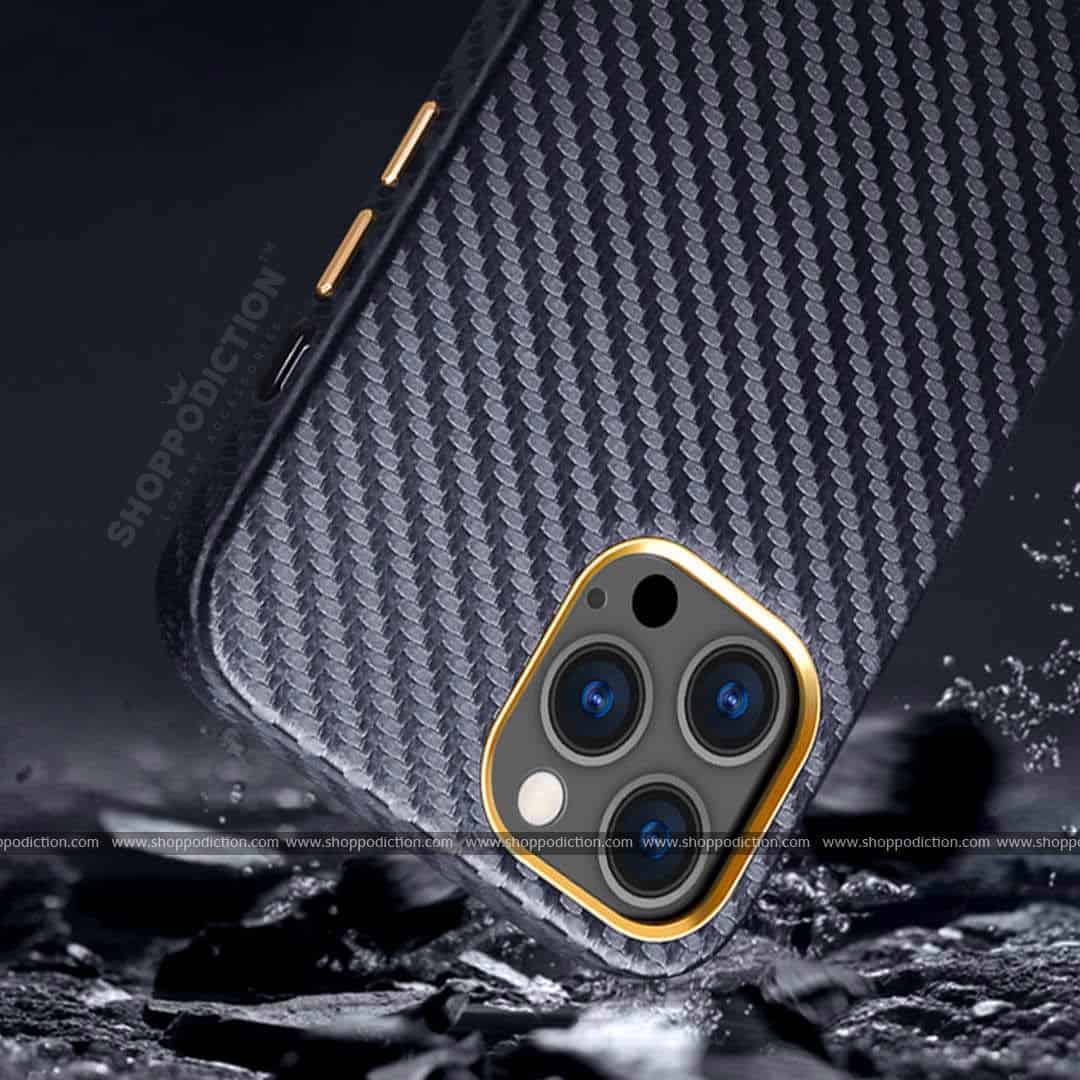 Luxury Handmade Carbon Fiber with Gold Plating Case