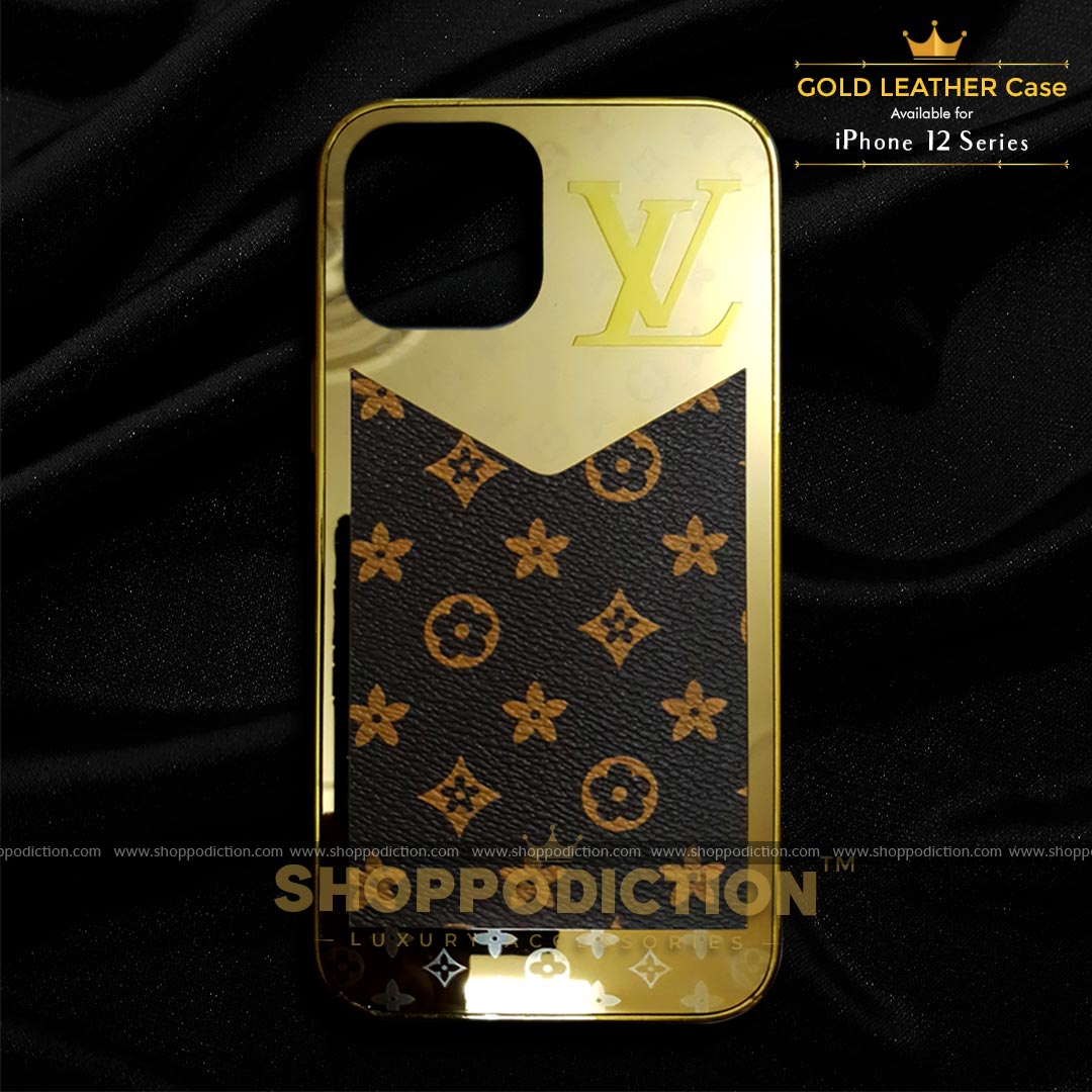 Gold Electroplated Premium Leather Case for iPhone 12 Series