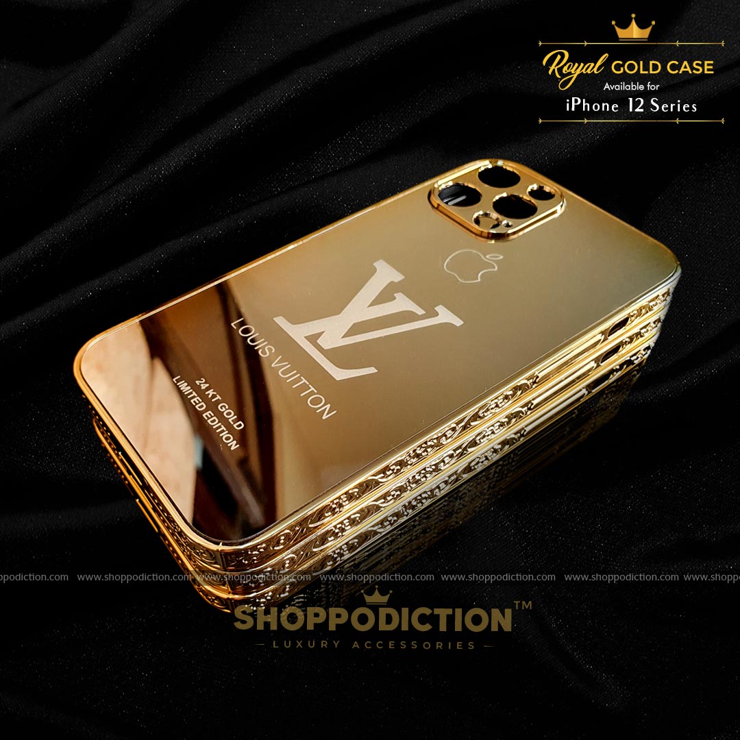 Buy LV Black Gold Glass Case for iPhone 12 Pro